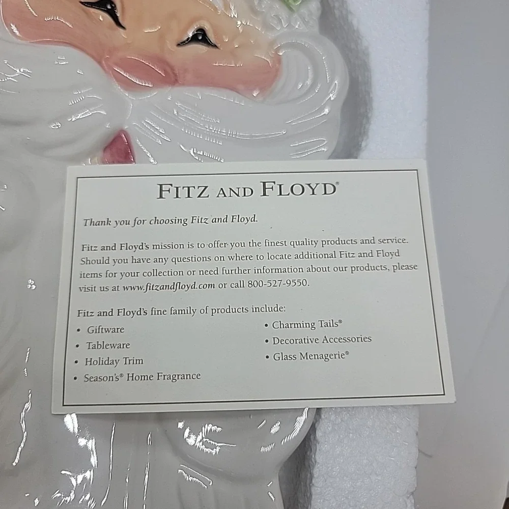 FITZ & FLOYD Santa Claus Snack Therapy 13" Christmas Cookie Serving Tray Decor - Picture 8 of 9